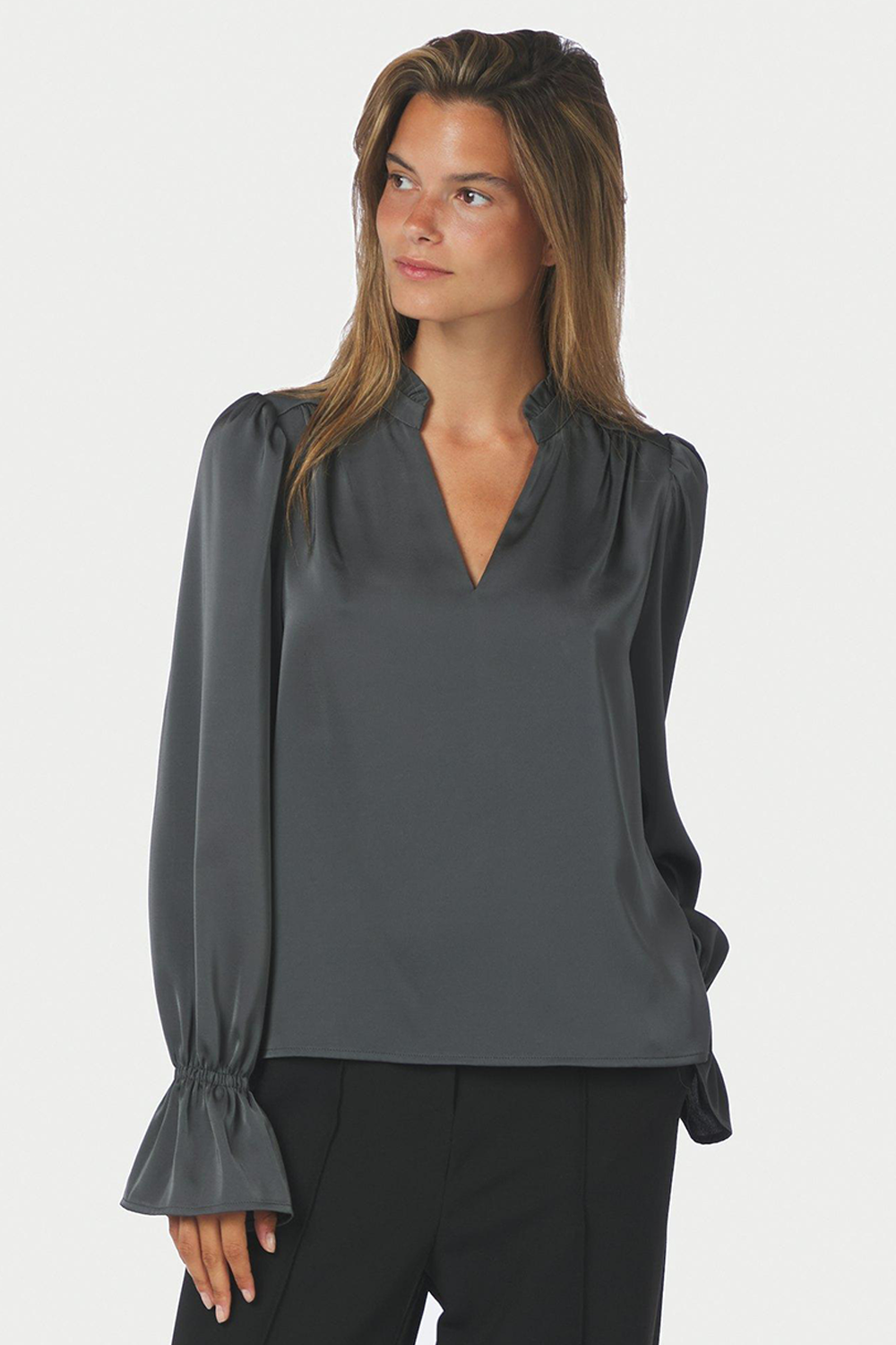 Amara Drapy Satin Bluse