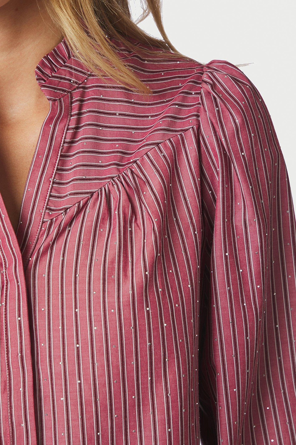 Astrida Soft Stripe Stone Bluse