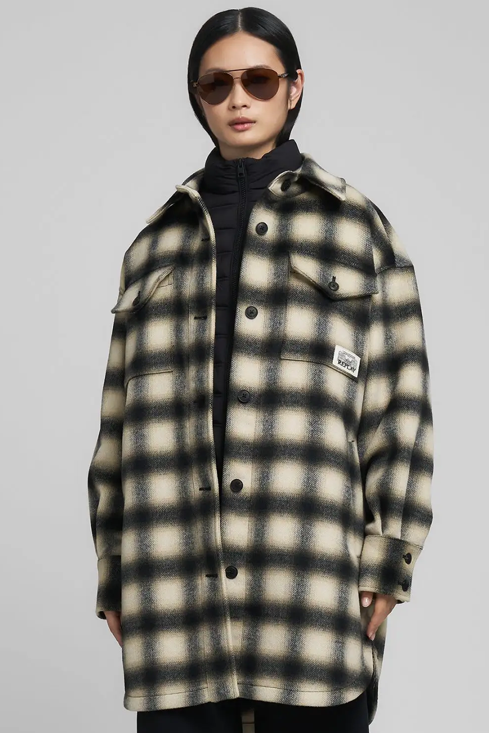 Chequered Wool-Blend Jakke