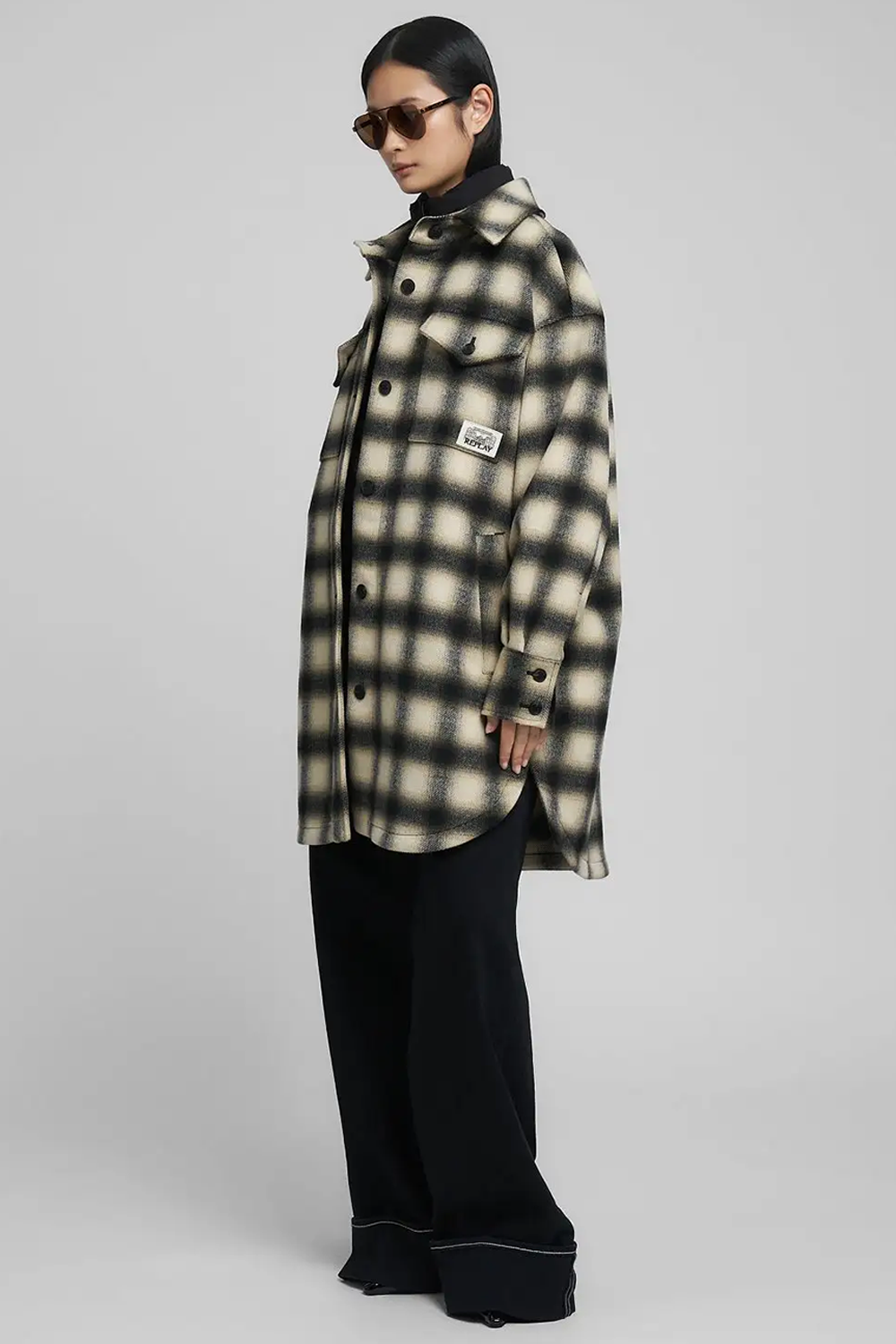 Chequered Wool-Blend Jakke