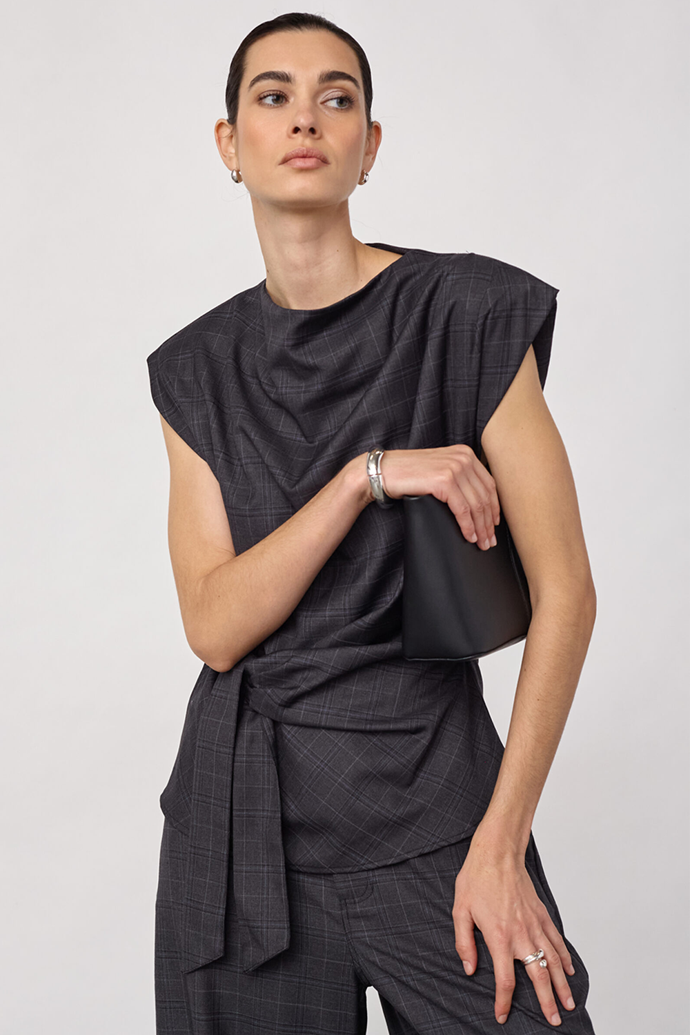 EloraCC Check Pleat Top