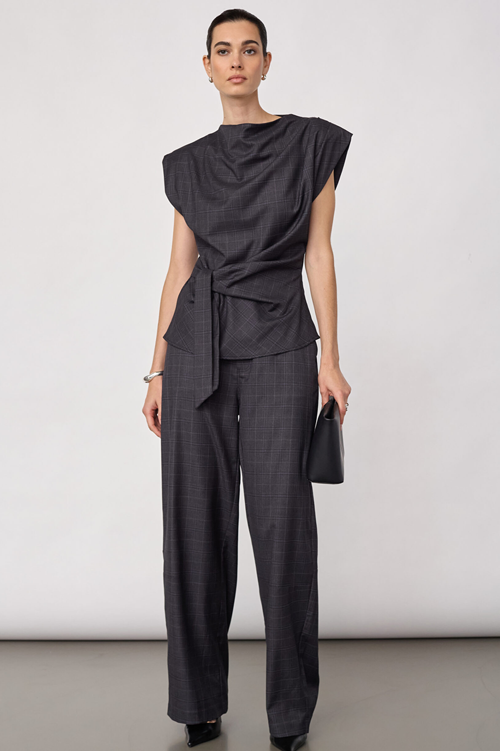 EloraCC Check Pleat Top